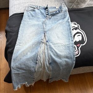 Distressed Denim Maxi Skirt